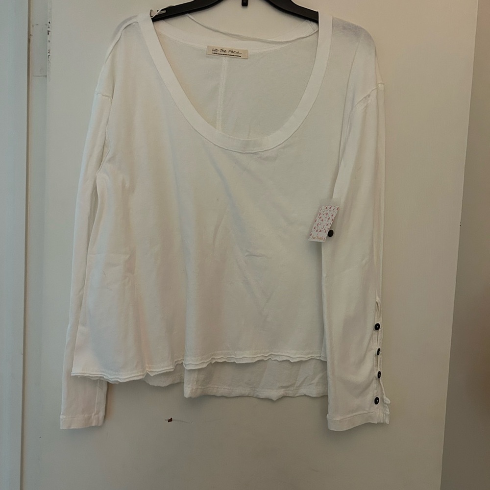 We The Free Cream Long Sleeve Relaxed Blouse